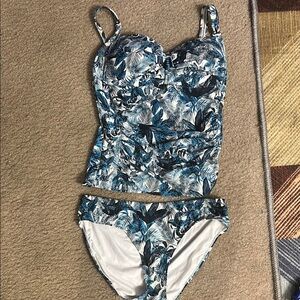 Nip tuck Artistic Blue and Black Bikini with Adjustable Straps